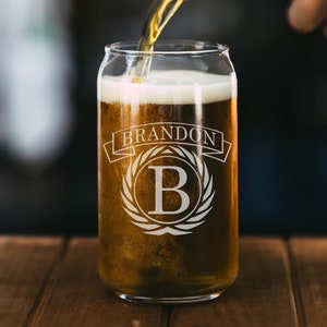 Beer Can Glass, Personalized Glasses, Custom Beer Glass, Engraved Beer Glasses, Gifts For Dad, Groomsman Gift, Etched Beer Mug, Gift for Him
