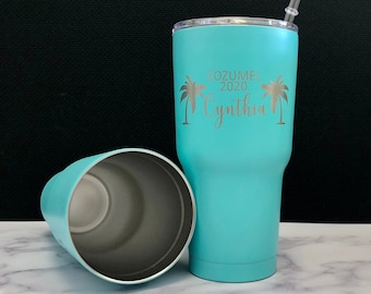 Vaso personalizado, Vaso de vacaciones, Vaso de playa, Vaso aislado, Vaso con paja, Vaso de 30 oz, Vaso personalizado, Taza de café