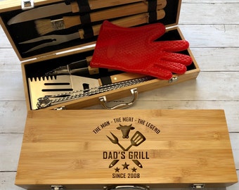 Gift for Dad, Father's Day Gift, BBQ Set, Custom Grill Set, Grill Set, Custom BBQ Set, Grill Master, Dad Gift, Grilling Spatula