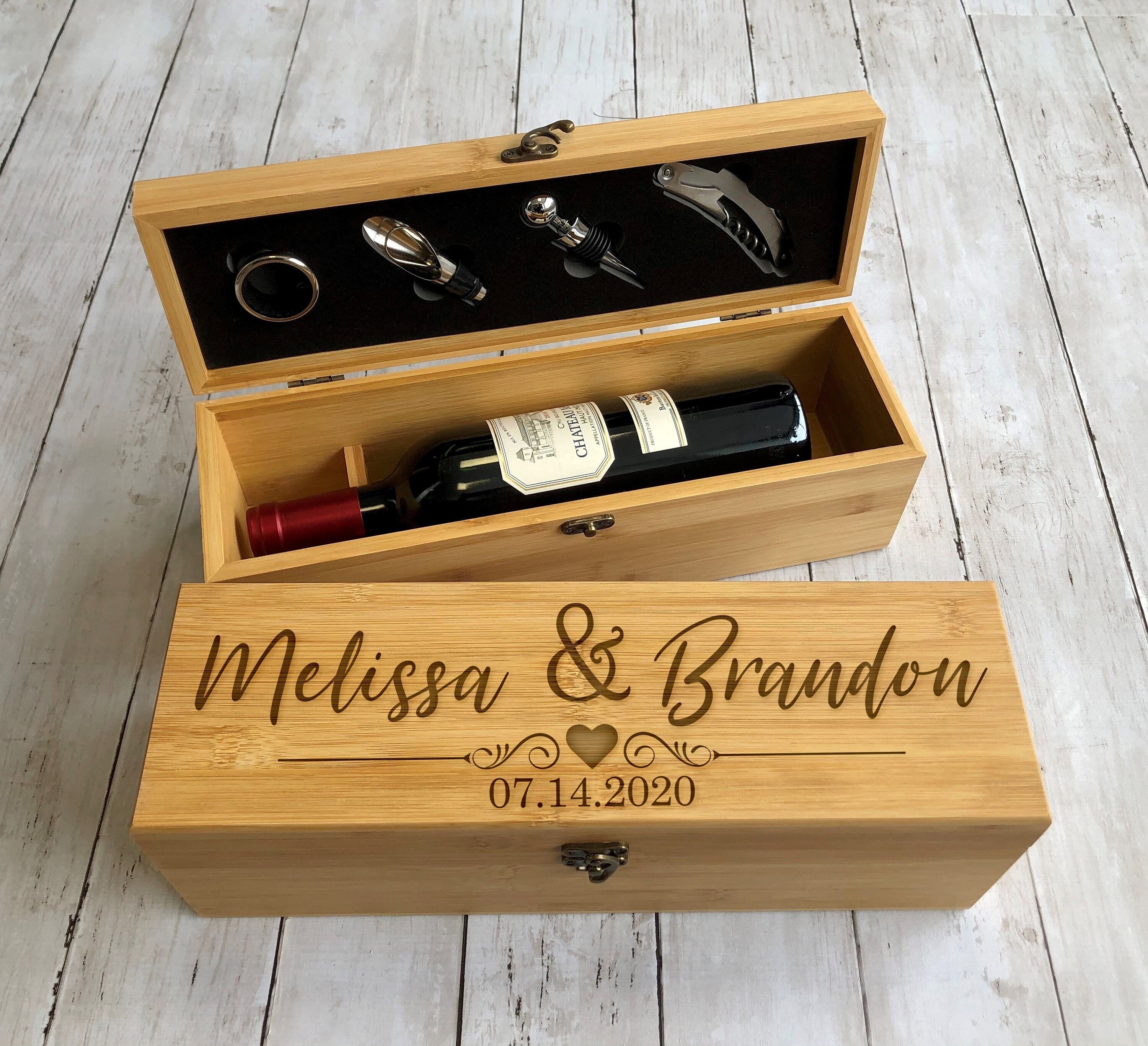 Engraved Anniversary Wine Box Etsy