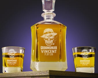 Juego de decantador de whisky grabado, ideas de regalo para la propuesta de los padrinos de boda