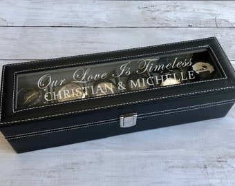6 Slots Watch Box, Personalized Watch Box, Husband Gift, Watch Box for Men, Groomsman Gift, Best Man Gift, Watch Case, Boyfriend Gift