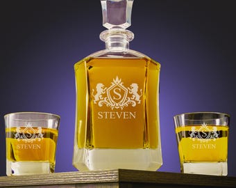 Decantador de whisky personalizado, regalo para él, juego de regalo para amantes del whisky