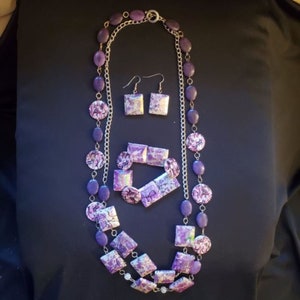 Purple Paisley Necklace / Bracelet / Earring Set
