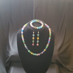 Rainbow Pearl Necklace Set