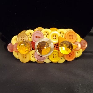 Bright Yellow Button Barrette - an elegant touch to your daily outfits