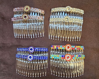 Peinetas de cristal floral hechas a mano - Juego de 2