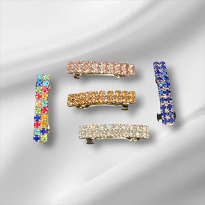 Handmade Crystal Barrette: Slim Hair Clip, Wedding Prom Accessory