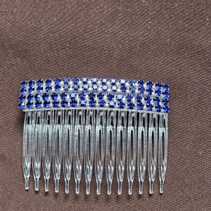 Handmade Blue Crystal Hair Combs - Set of 2 - Great for Weddings, Prom, Day Wear, Celebrations, and Gift Giving