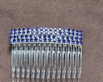 Handmade Blue Crystal Hair Combs - Elegant Gemstone Set