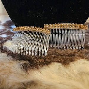 Handmade Bronze Crystal Hair Combs: Gemstone Hair Accessories - Set of 2