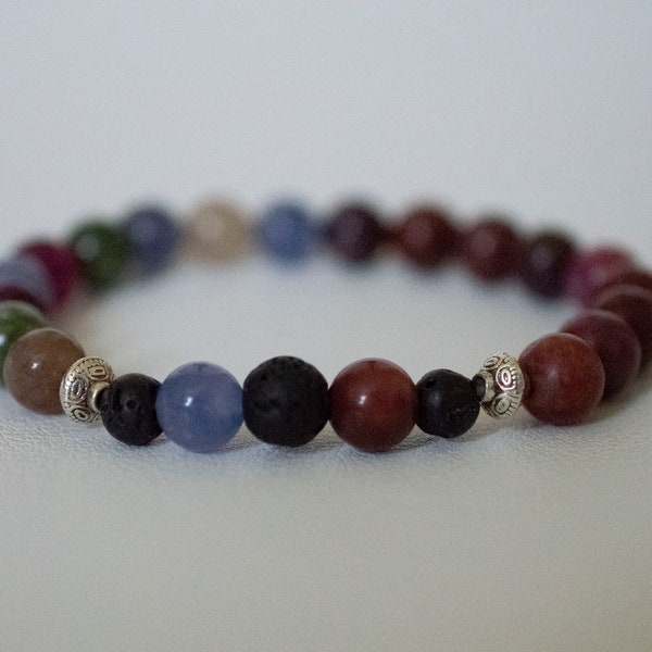 Marina Rose, 8mm Healing Stone Bracelet, Sugalite Tourmaline and Lava Stone Bracelet, Essential Oil Diffuser Bracelet, 3 Sweet Sparrows