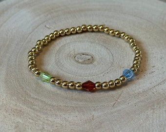 4mm Gold Filled Beaded Layering Bracelet, 18k Gold Filled Stacking Bracelet, Mother's Bracelet Stack, Women and Teens, 3 Sweet Sparrows