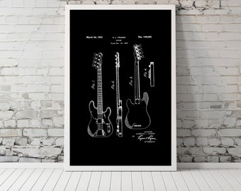 Fender Guitar Wall Art Digital Downloadable Print Black