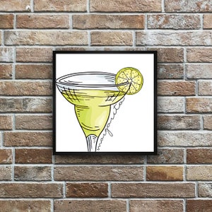 Margarita Cocktail Art Print, Bar Wall Art, Man Cave Art Print