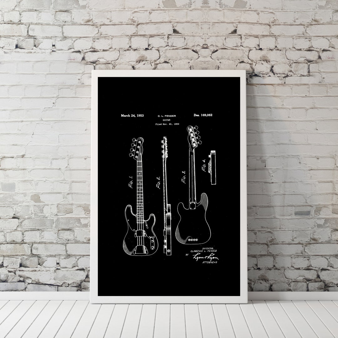 Fender Guitar Wall Art Digital Downloadable Print Black Etsy