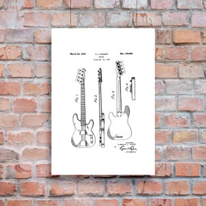 Fender Guitar Wall Art Digital Downloadable Print White