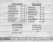 Business Hours svg png, Hours of Operations, Business Sign Clip Art, Hours Personalized, Personalized Business Hours Sign, Editable Sign svg