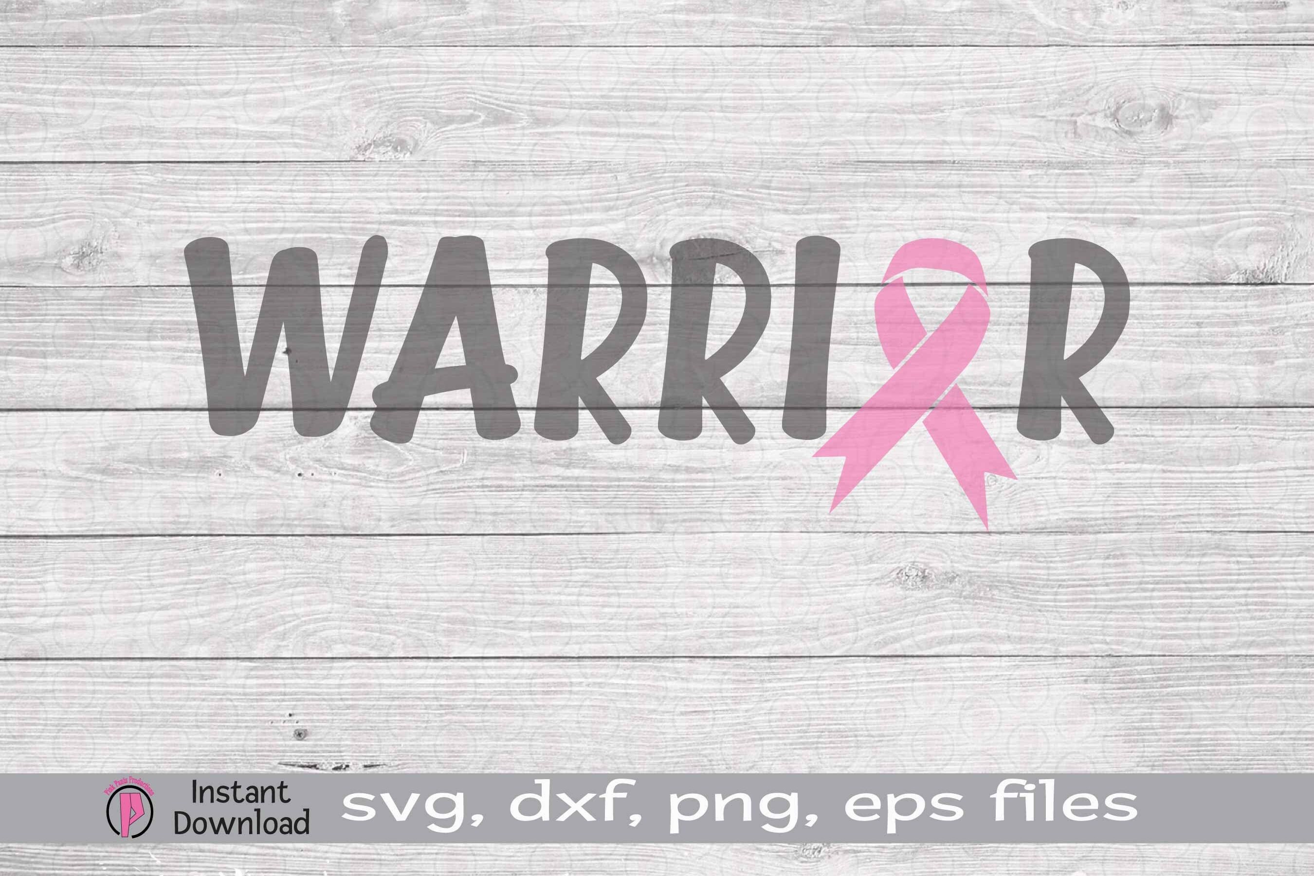 Warrior Cancer Ribbon SVG, Warrior Cut File, Breast Cancer Vector, Pink