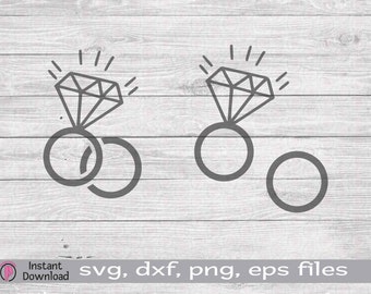 Wedding Ring svg, Diamond Ring svg png, Ring Cut Files, Wedding Bands svg, Engagement Ring svg, Ring Printable, Interlocked wedding rings