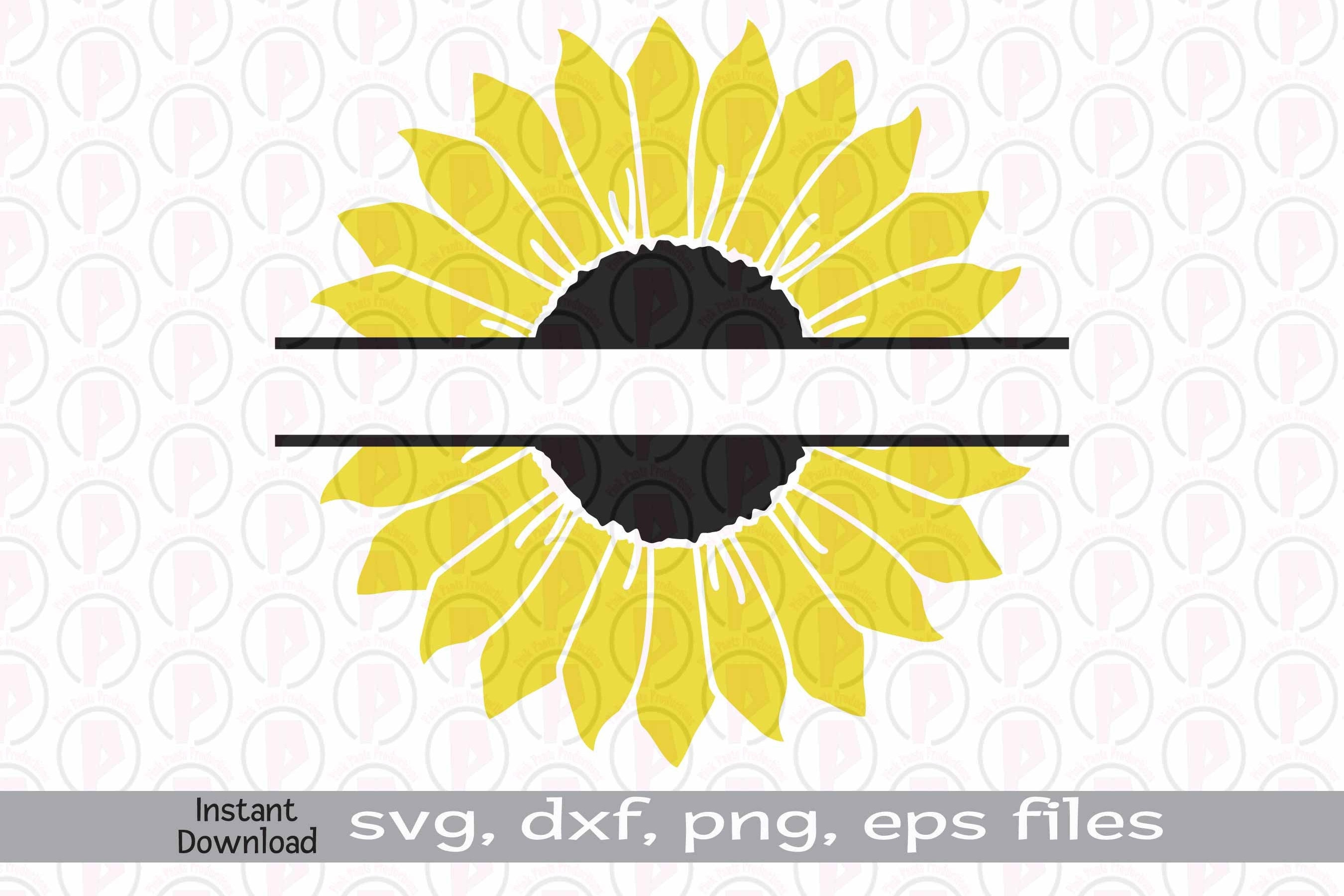 Sunflower Split Monogram SVG Sunflower Clipart Flower | Etsy