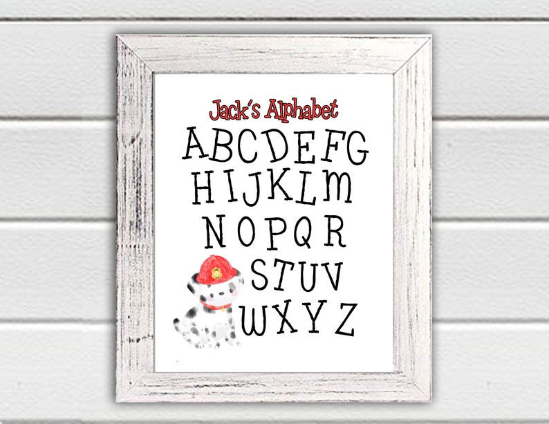 Firefighter Dalmatian Alphabet Letters And Numbers Set of 2 Educational Print