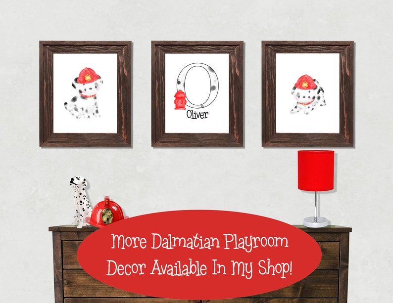 Firefighter Dalmatian Alphabet Letters And Numbers Set of 2 Educational Print