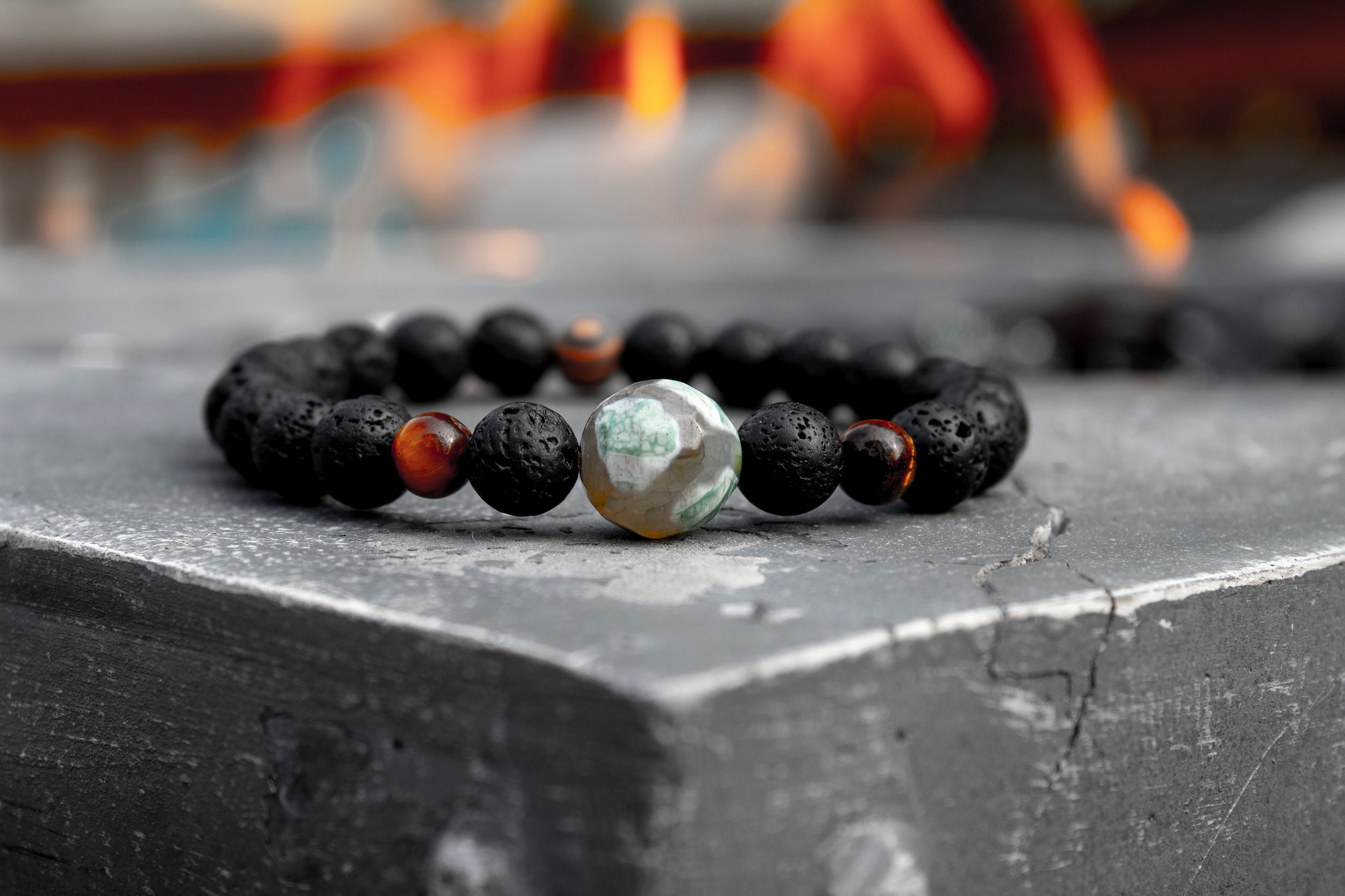 Lava Bead Bracelet Men\'s Options: Tiger Eye, Etched Agate, Magnesite,  Yellow Turquoise, Blue Apatite, Orange Agate, Tibetan Agate - Etsy