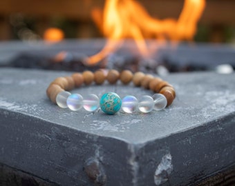 Spectrolite Bracelet - Quartz Rainbow Bracelet - Turquoise Jasper Bead Bracelet