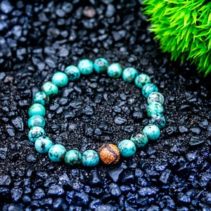 Mens Beaded Bracelet Mens Fashion Gift For Men African Turquoise & African Agate 8mm Beaded Bracelet imagem 4