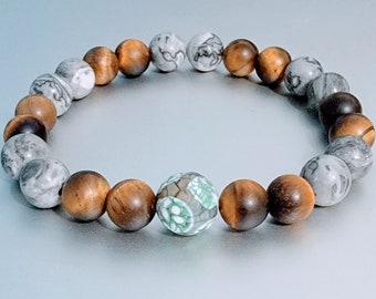 Bracelet oeil de tigre mat - Bracelet en perles de jaspe et agate africaine