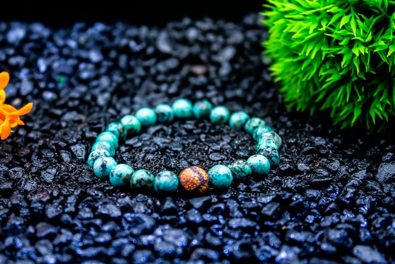 Bracelet de perles pour homme Mode homme Cadeau pour homme Turquoise africaine et agate africaine Bracelet de perles de 8 mm image 10