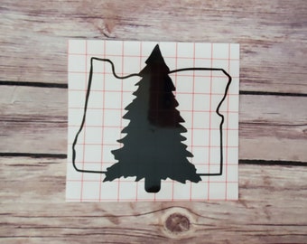 Oregon Outline with Tree Decal Sticker