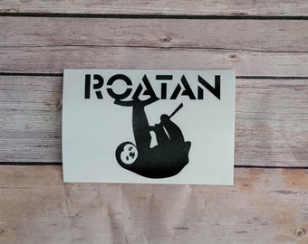 Sloth Roatan Sticker 4.5" wide x 3.5" tall