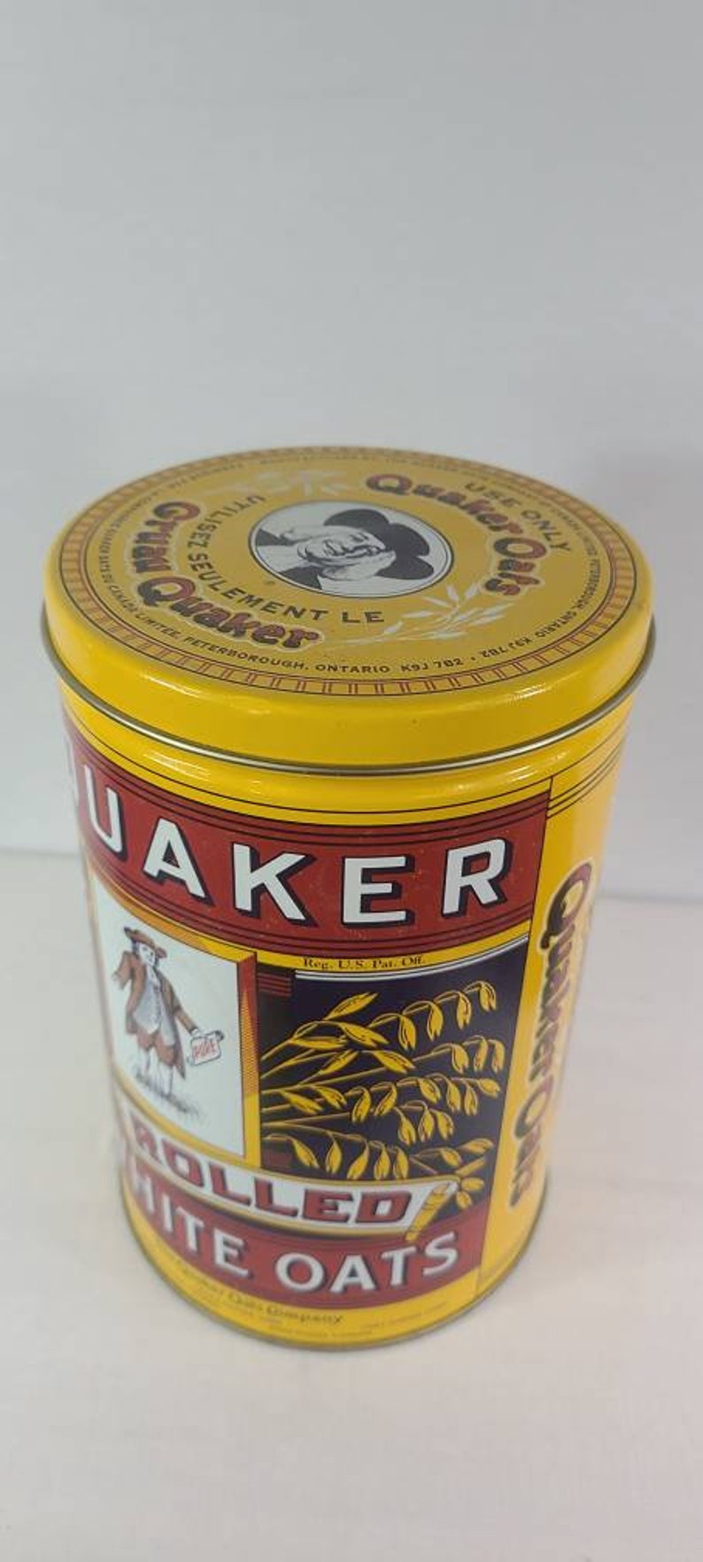 Quaker Rolled White Oats, Quaker Company, Vintage Tin Container, Vintage Tin Collectible, Recipe, Tin, Decor, Decoration, Gift, outlet Present