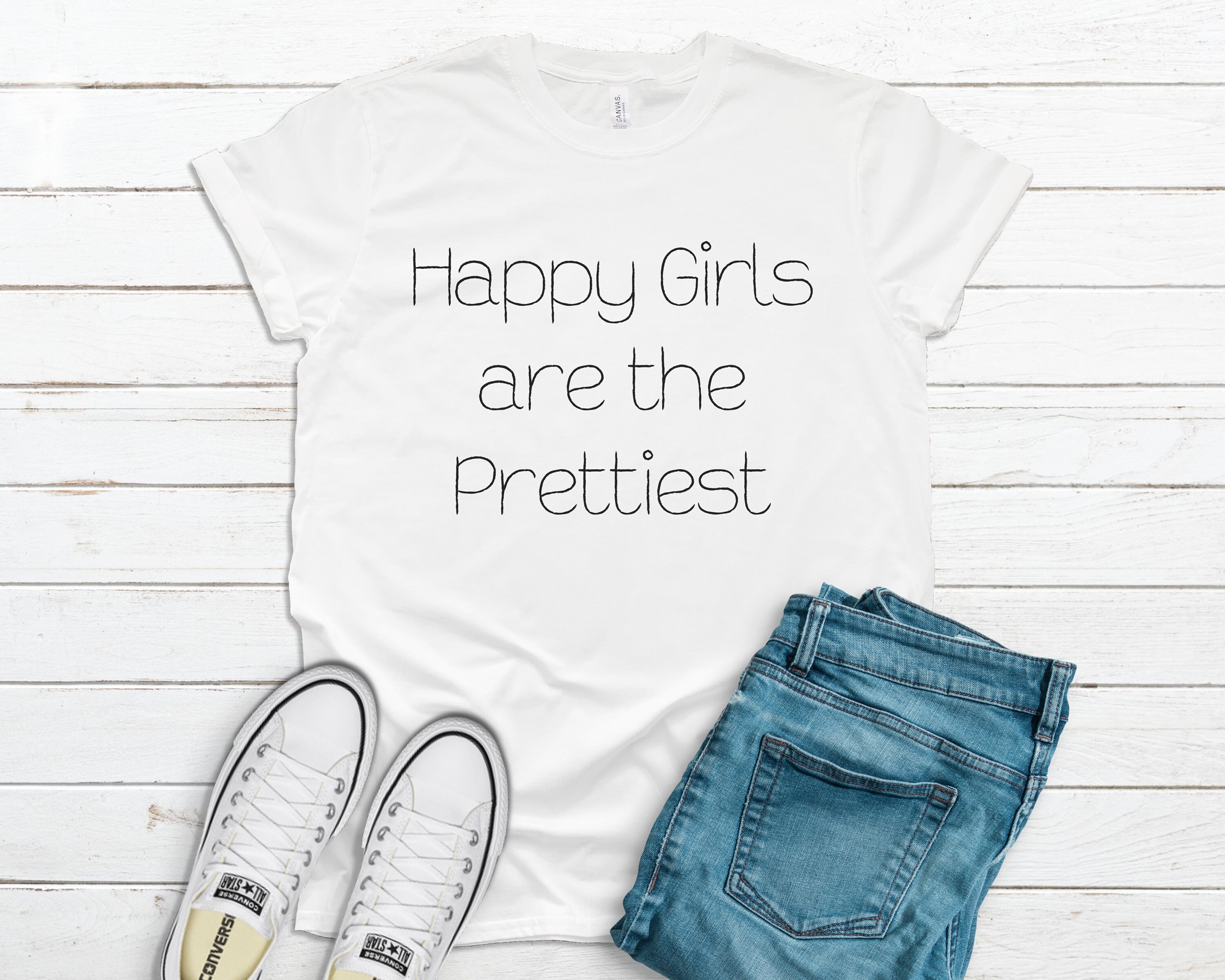 Happy Girls Are the Prettiest Tshirt, Audrey Hepburn Quote, Happiness
