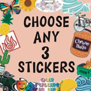 Choose Any 3 Stickers Pack, Waterproof Stickers, Laptop Stickers, Sticker Bundle, Water Bottle Stickers, Vinyl Stickers