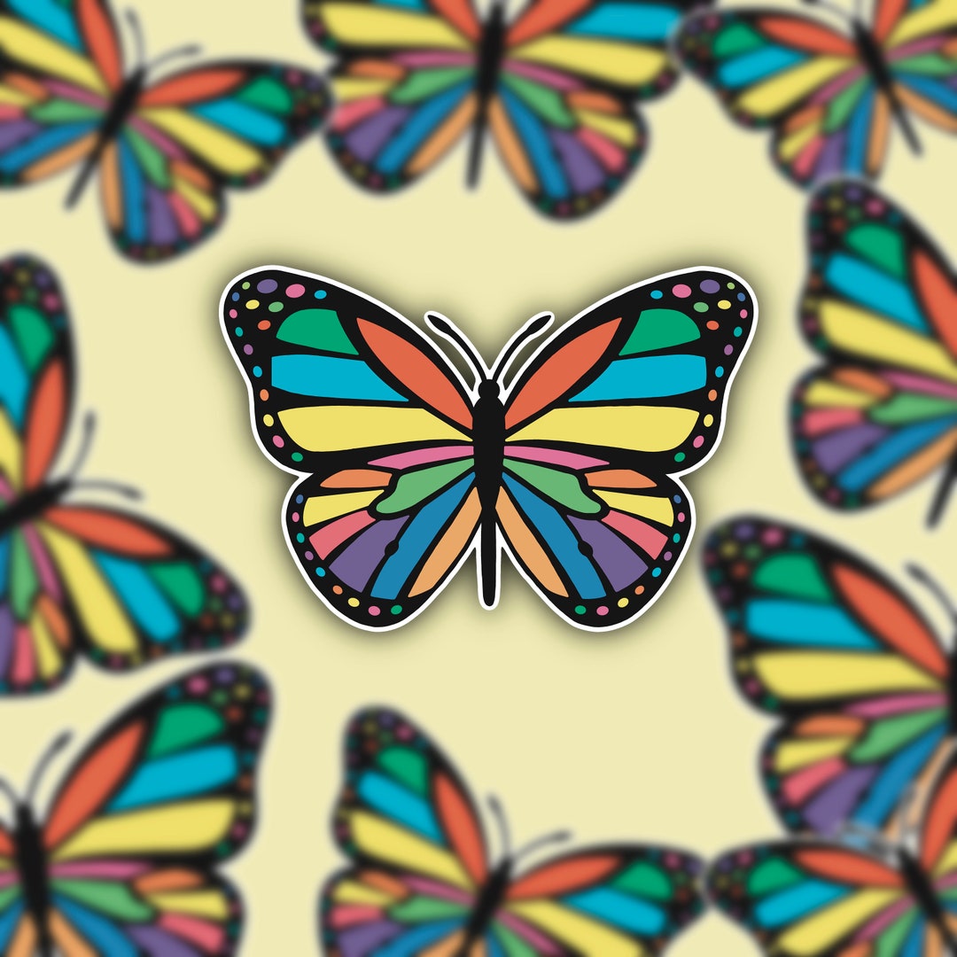 Butterfly Sticker For Color Butterfly Sticker, Butterfly Decal, Colorful Sticker, Laptop Sticker ...