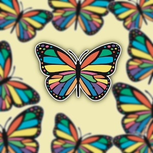 Butterfly Sticker, Butterfly Decal, Colorful Sticker, Laptop Sticker, Colorful Butterfly, Vinyl Sticker, Rainbow Butterfly Sticker