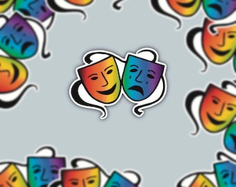 Drama Mask Sticker, Theatre Sticker, Broadway Sticker, Drama Queen Sticker, Gay Pride Sticker, Laptop Sticker, Water Bottle Sticker