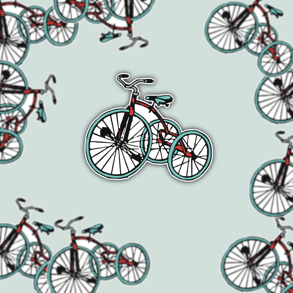 Tricycle Sticker Tricycle Decal Bicycle Stickers Laptop Etsy