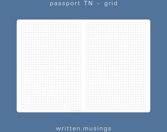 Passport TN Printable Insert - Grid // Traveler's Notebook, TN Inserts, Minimal, Aesthetic, Digital Download