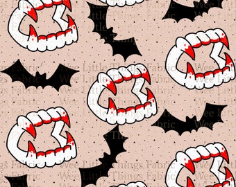 Vampire Teeth Seamless Design - Seamless Design- Vampire Seamless - Bat Seamless Design - Fall Seamless Pattern - Halloween Seamless Design