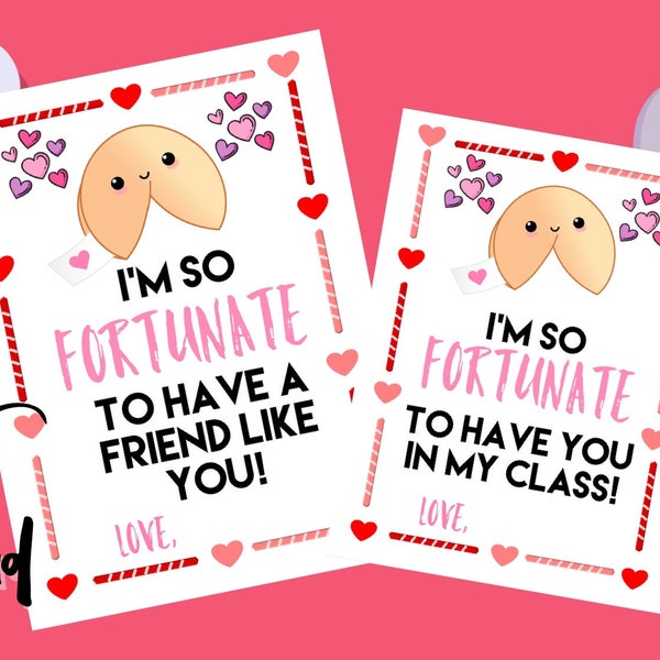 Personalized Fortune Cookie Valentine/ Instant Download Class Valentines