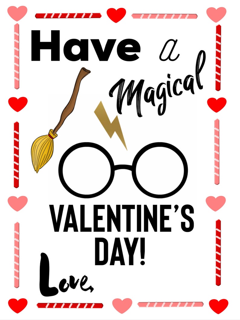 Harry Potter Themed Valentine s Day Printable Valentine Etsy