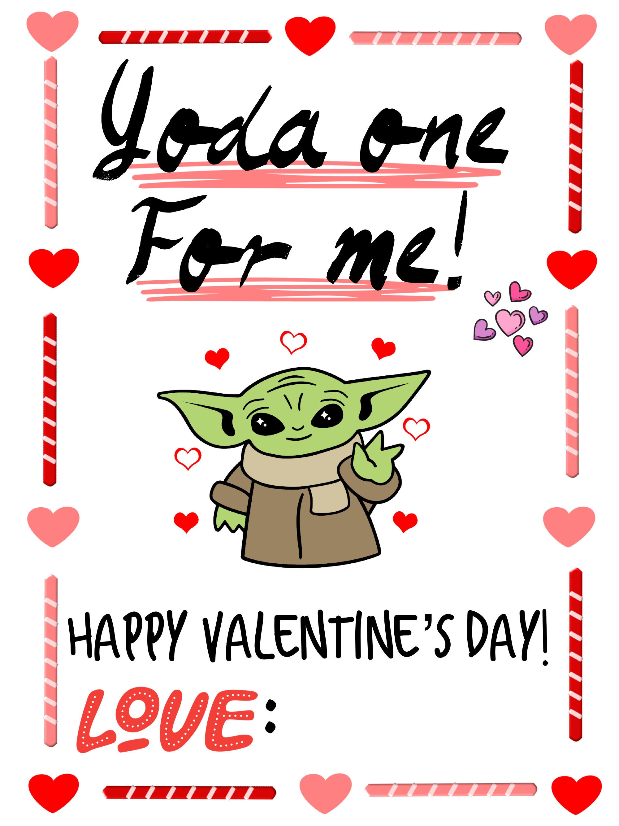Baby Yoda Valentines Card / Star Wars / Valentine's Day Etsy