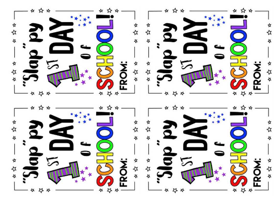First Day of School Printable/ Slappy New Year / Slap Bracelet Tag ...