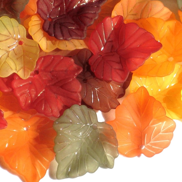 Acryl Maple Leaf Beads Lucite Hangers Fall Fantasy Mix pack van 40