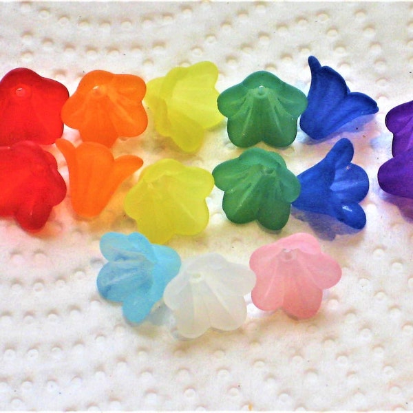 Frosted Trumpet Petunia Flower Beads 14mm Acrylic Bead Mixes