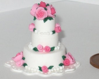 1:12 Scale Blue & Brown 3 Tier Wedding Cake Tumdee Dolls 1:12 Scale Blue & Brown 3 Tier Wedding Cake Tumdee Dolls